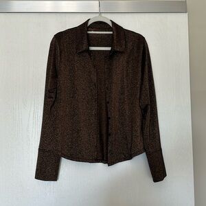 Brown Sparkle Button Down